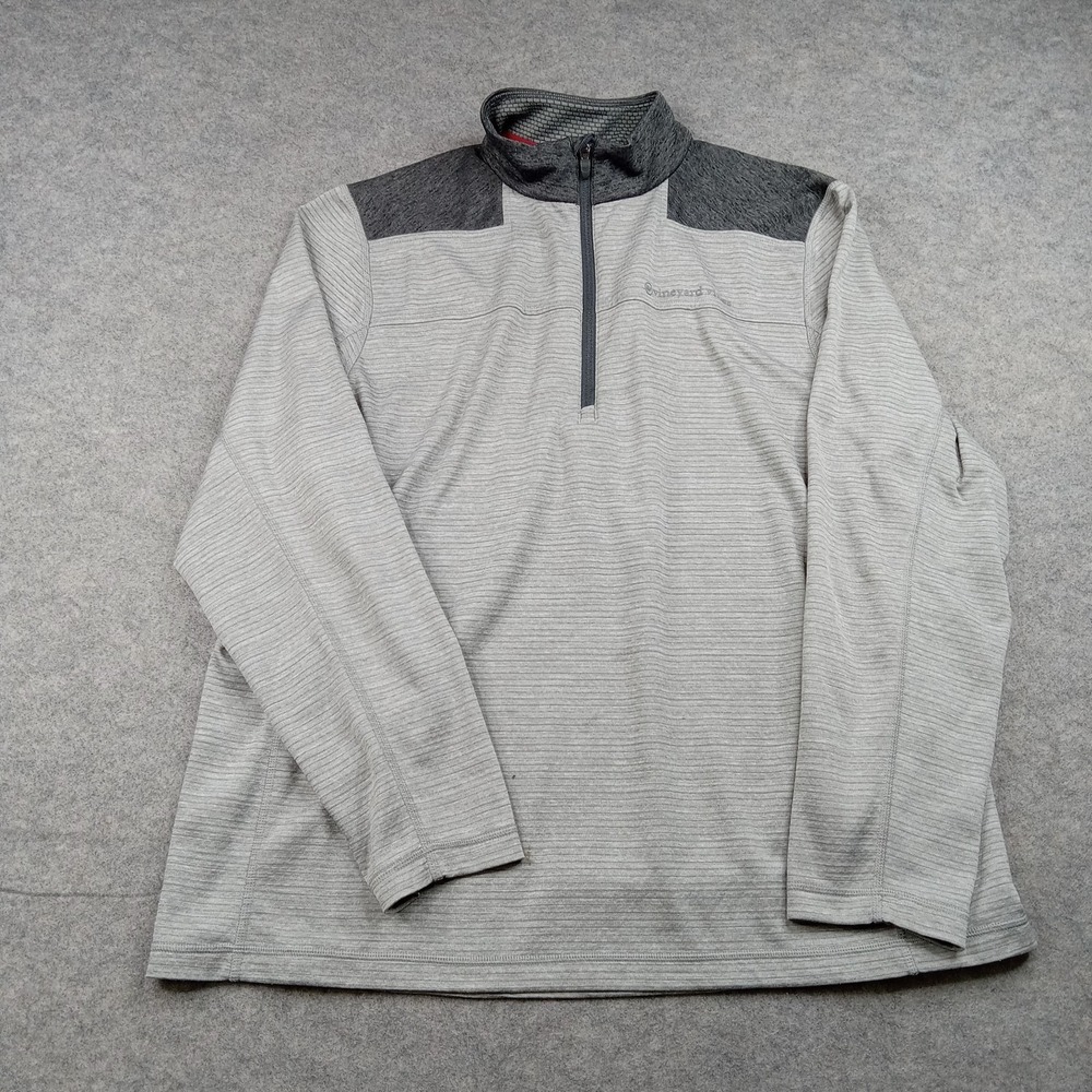 Vineyard Vines Pullover Mens XL Gray Striped Performance 1/4 Zip Long Sleeve Top